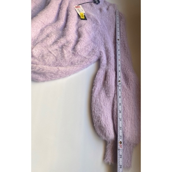 Lucy Paris Fuzzy Wavy Neckline Balloon Sleeves Sweater - Picture 10 of 10